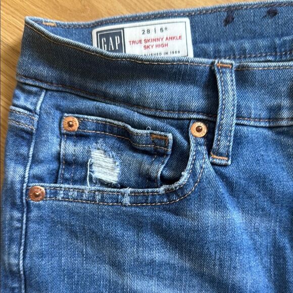 GAP Jeans True Skinny Ankle Sky High Denim Size 28 or 6 Regular High Rise - Picture 2 of 6